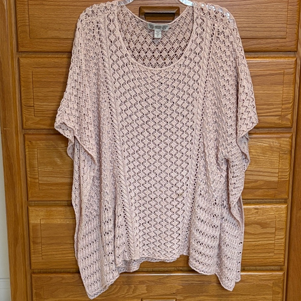 Vintage America Blues Blush Open-Knit Poncho Size XL